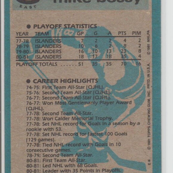 Mike Bossy 1981 Topps Super Action #125 New York Islanders - Picture 2 of 2